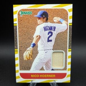 2021 Panini Donruss Retro 1987 Materials Gold /25 Nico Hoerner #87M-NH Cubs